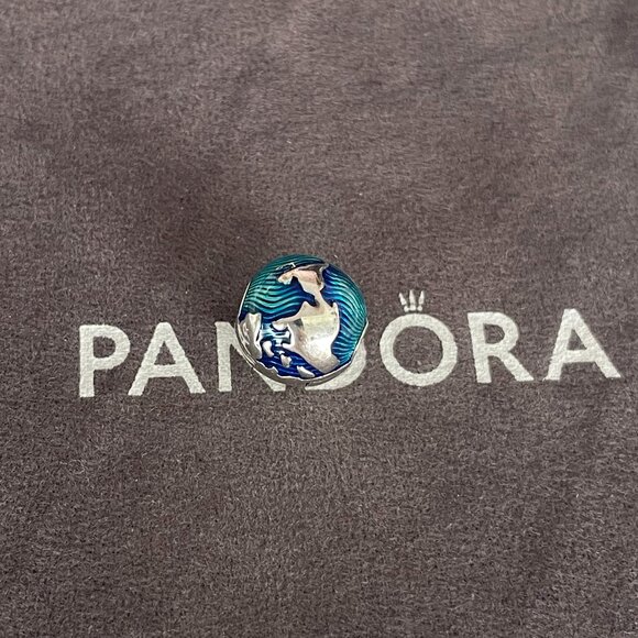 Pandora Blue Globe Clip Charm - Picture 1 of 4